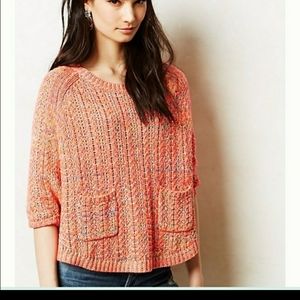 Moth for Anthropologie marled knit cropped sweater in coral